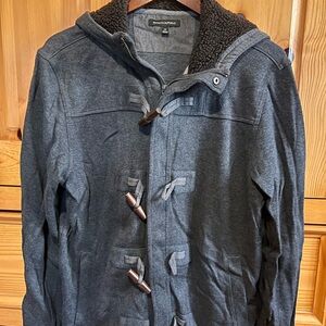 Banana Republic Men's Gray Toggle Full Zip Hooded Sweater Sz M